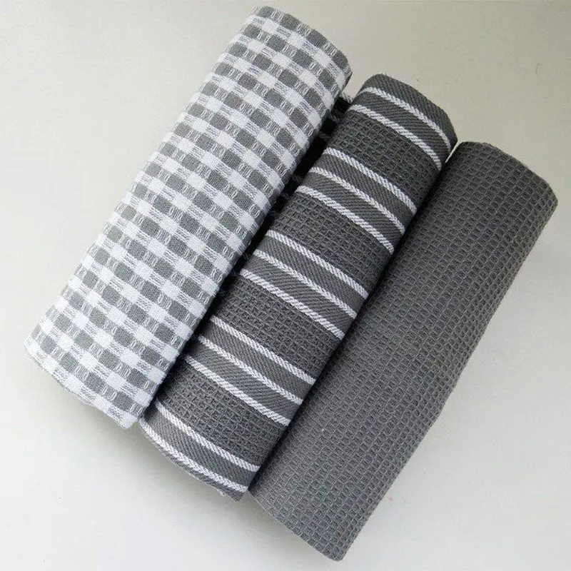 Toalhas de Cozinha Toalhas de Chá de Algodão Pano de Prato Utensílios de Mesa Clássico Natural Absorvente Lint-livre Máquina Toalha Doméstica 3 Pçs 100%