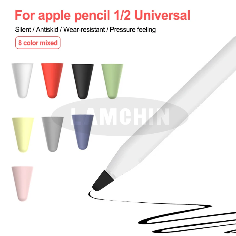 

Silicone Pencil Tip Cover Touchscreen Stylus Pen Case 8pcs Replacement Tip Case Nib Protective Cover Skin for Apple Pencil 1 2
