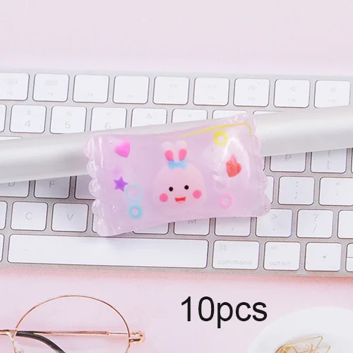 Purple 10pcs Happy monkey 10 шт. Kawaii Slime Подвески Смола милые животные конфеты добавки аксессуары DIY Набор для пушистой прозрачной хрустящей слизи глины - Цвет: Purple 10pcs