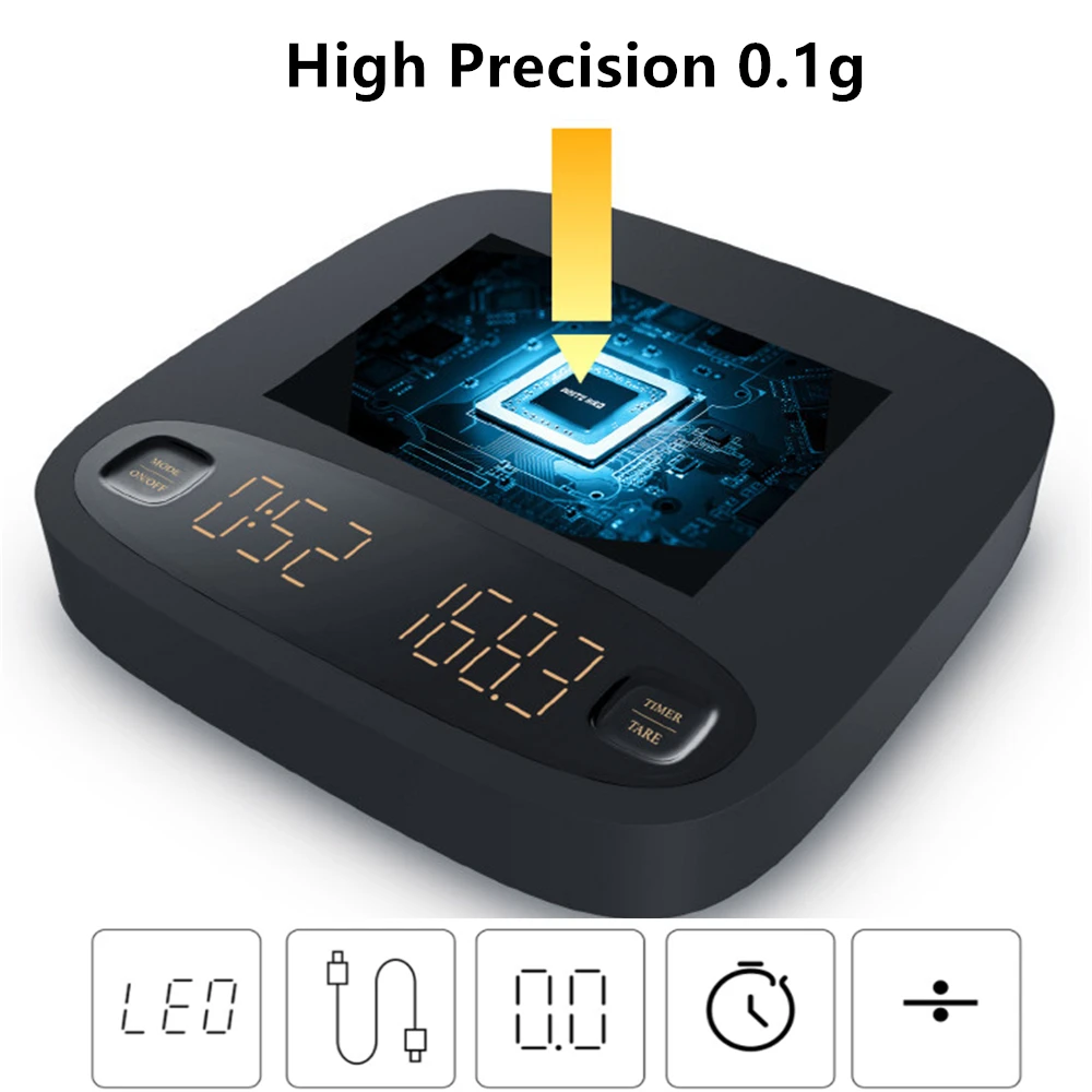 

Электронные умные кухонные весы, автоматический прибор для измерения температуры кофе, эспрессо, перезаряжаемый по USB, светодиодный диспле...