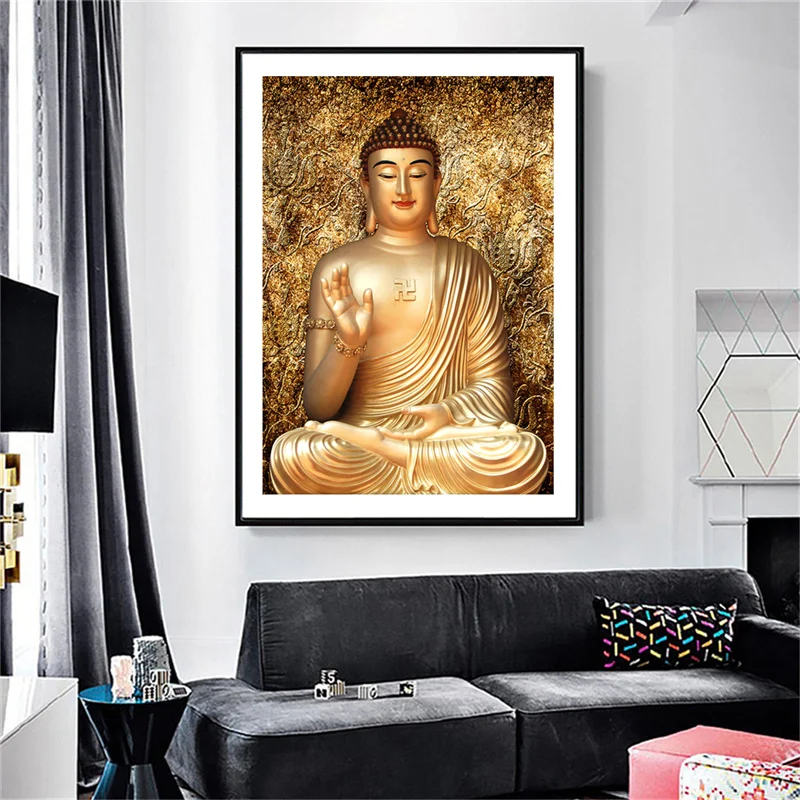 Gold Color Buddha Canvas Paintings Giclee Posters and Prints Cuadros Wall Art Pictures for Living Room Home Decoration Unframed | Дом и сад