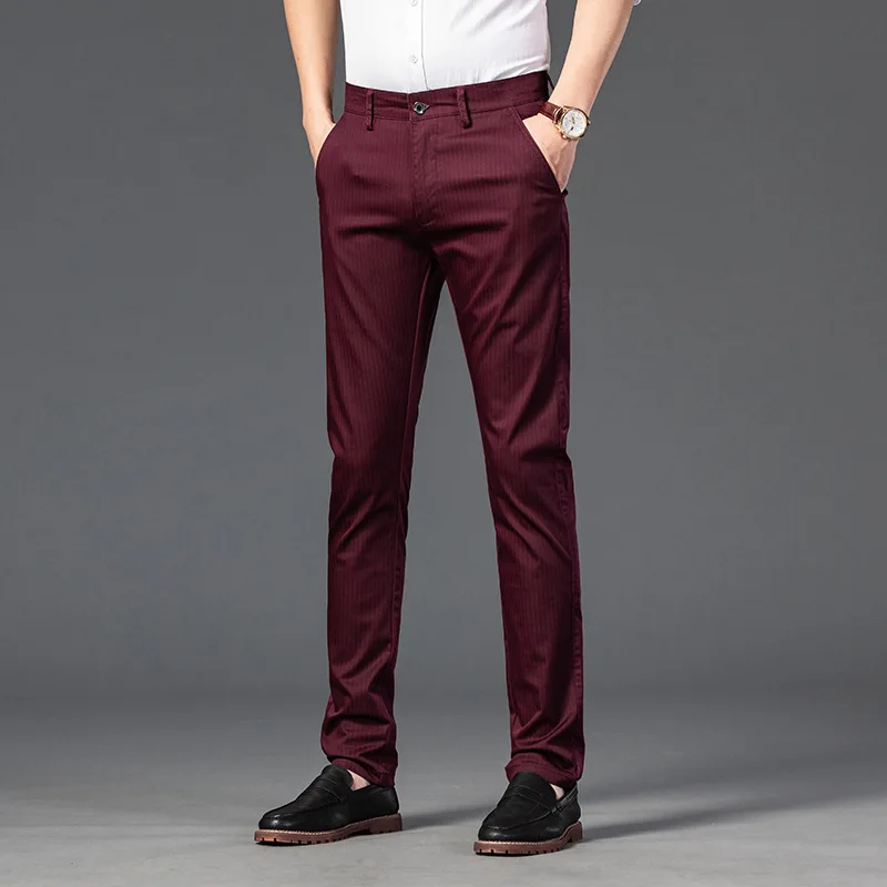 Men's Business Work Office Breathable Striped Non-iron High-quality Casual Straight-leg Formal Pants Long Trousers | Мужская одежда