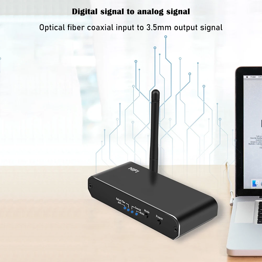 

NewD09 Bluetooth-Compatible Audio Converter DAC Digital to Analog Transmitter Receiver TV PC Music Optical Coaxial Fiber Adapter
