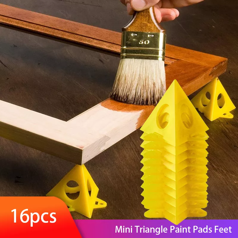 16 pièces Mini supports de peinture outil Triangle tampons de peinture pieds pour le travail du bois charpentier accessoires de travail du bois