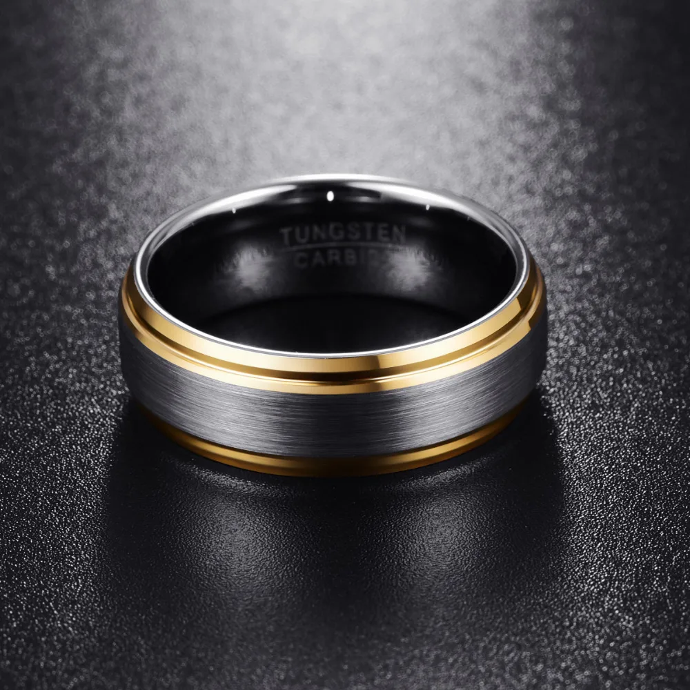 Nuncad 8MM Width 2.3MM thick tungsten metal lovers wedding ring with full size 7 8 9 10 11 12 for men's | Украшения и