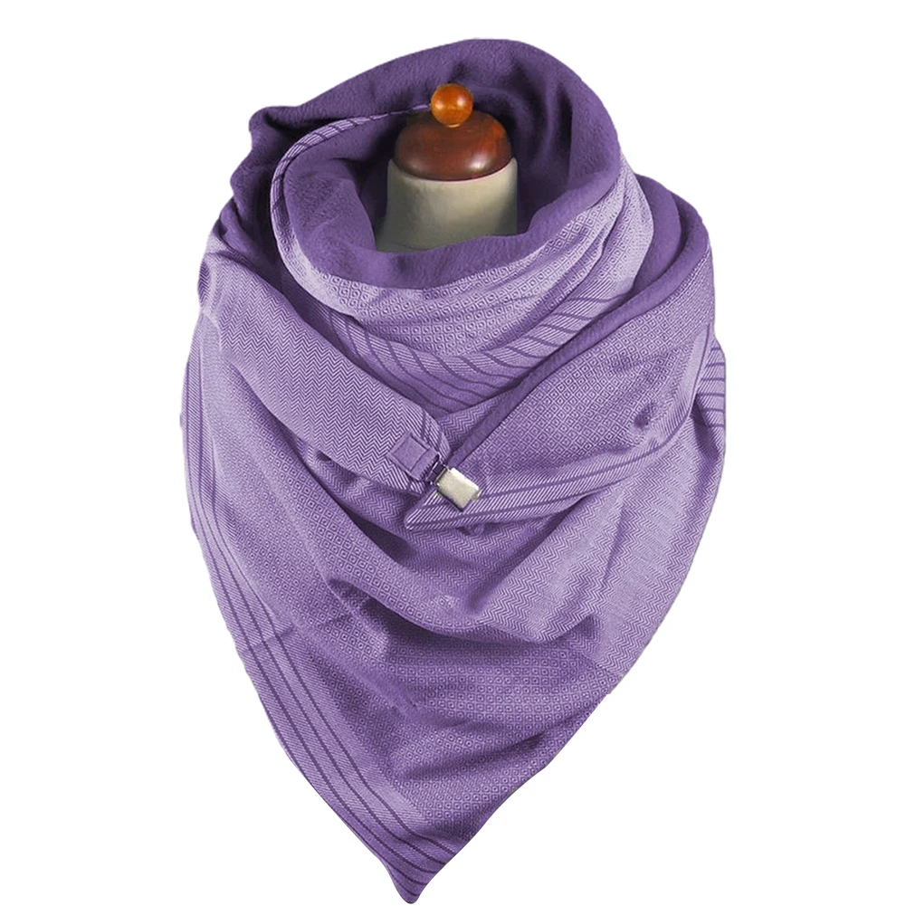 

Fashion Women Autumn Winter Solid Color Button Soft Wrap Thick Warm Scarf Shawl