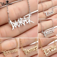 yiustar hip hop pendant danger necklace punk horoscope zodiac chain necklace letters stainless steel accessories for women gift