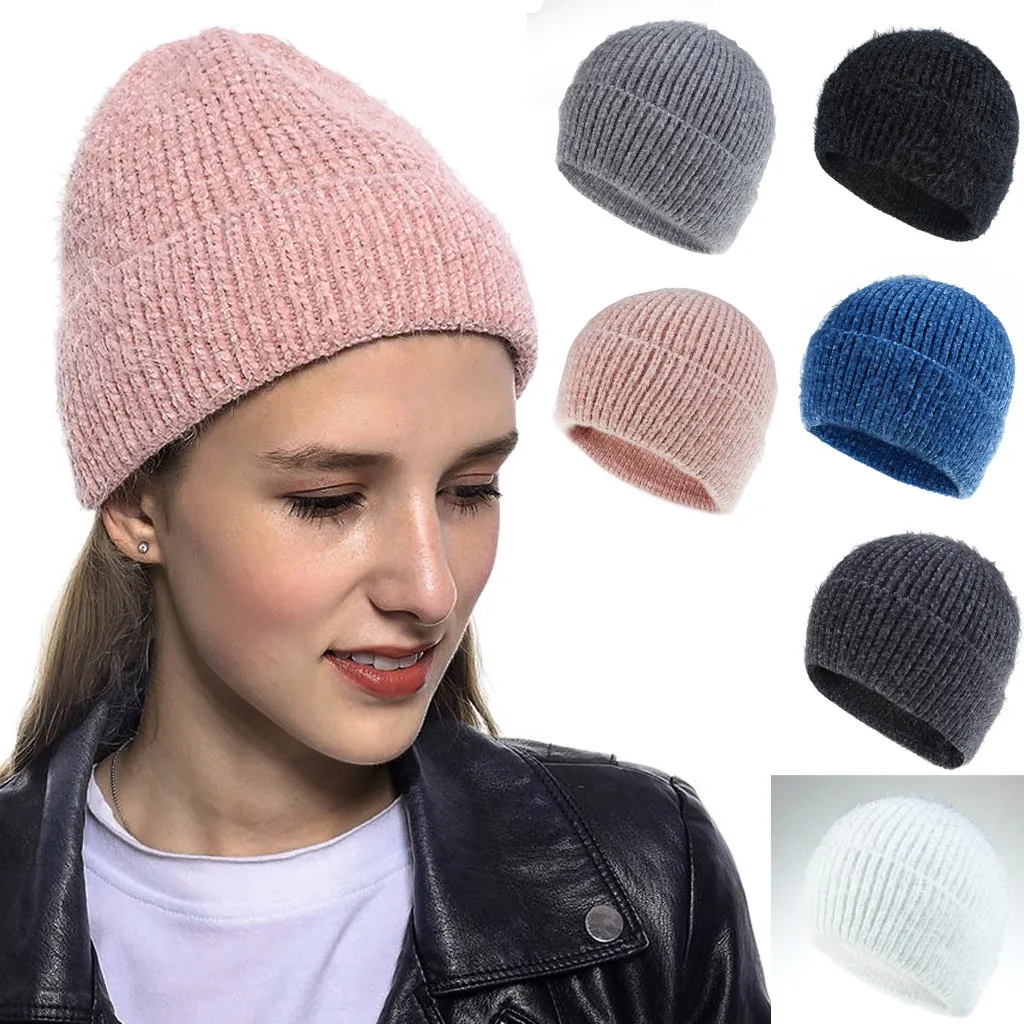 Женская Шапка бини осенняя Шерстяная Вязаная с манжетами для девочек Весенняя
