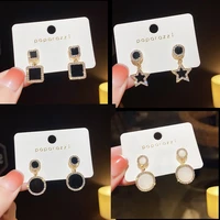 2020 new crystal alloy classic geometric women dangle earrings black circle fashion female simple elegant small jewelry gifts