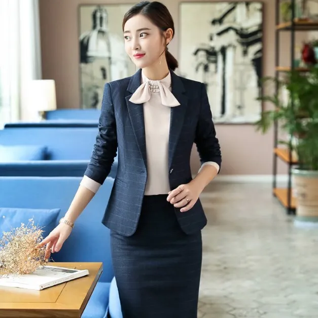 

Office Lady Black Blue Burgundy Plaid Trouser Suits Women Elegant Business Work Blazer Set Jacket and Pants Female Slim Pantsuit