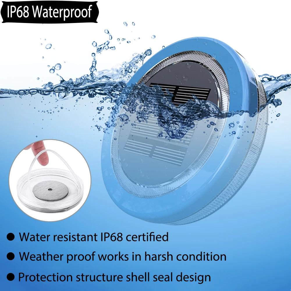 للبيع مصباح للطاقة الشمسية 4 قطعة IP68 تجمع العائمة ضوء الشمس سياج LED مصباح تحت الماء 2XBlue + 1xGreen + 1 Xcool الأبيض أضواء الشمسية للحديقة
