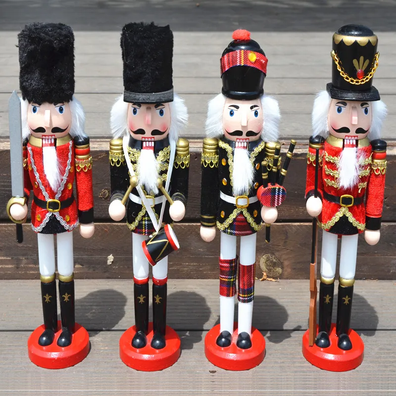 

Hand Made Nutcrackers Soilder with Sword Kata Home Decoration Accessories Nutcracker Christmas Gift Orignal Wood 4pcs 30cm