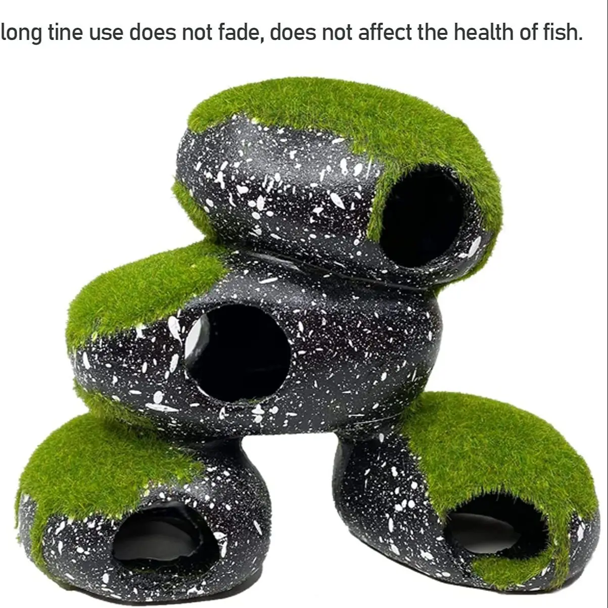 

Decor, 4 in 1 Aquarium Resin Rock Decoration with Artificial Moss Betta Fish Hideaway Shelter for Shrimp Cichlid Short Bream Cra