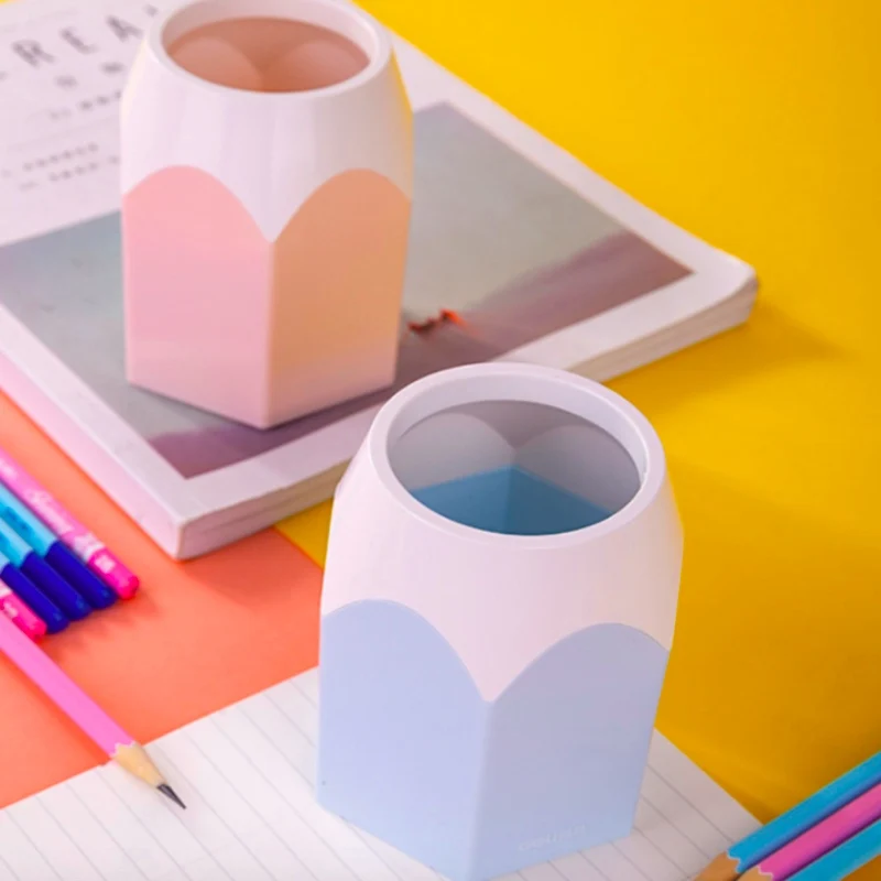 Милый пластиковый настольный органайзер офисный держатель для карандашей и