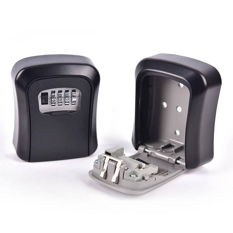 

Key Lock Box Wall Mounted Aluminum Alloy Key Safe 4-digit Password Storage Box Weatherproof