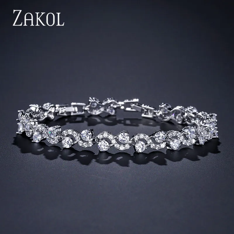ZAKOL 4 цвета на выбор Модные женские браслеты с фианитами королевский синий камень
