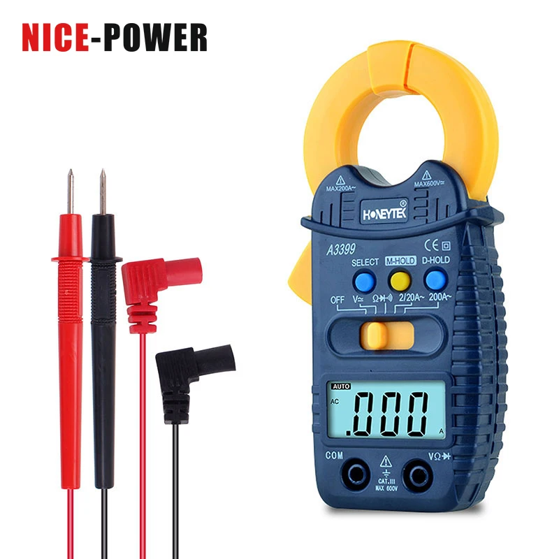 Амперметрический зажим переменного тока 2 а ~ 200 А плоскогубцы амперметра с 1 парой