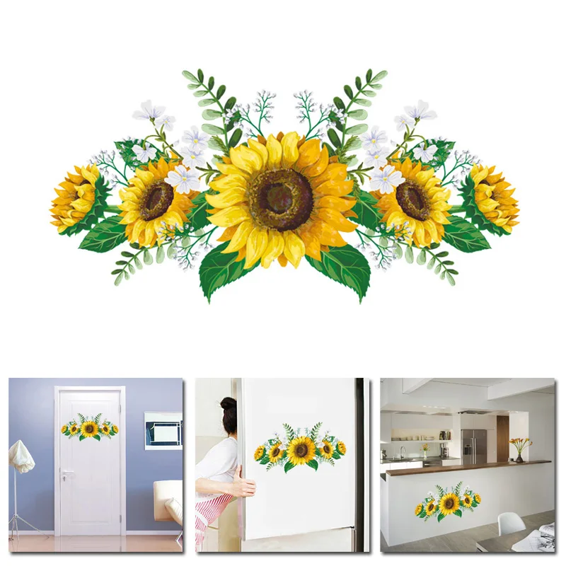 

Sunflower Creative Wall Sticker PVC Flower Art Mural Wall Decal Bedroom Home Decoration Furniture Door Refrigerator Wallpapers