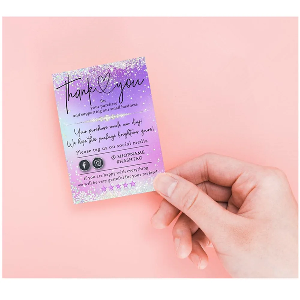 Красочная маленькая визитная карточка для поддержки малого бизнеса спасибо