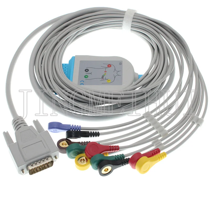 Compatible Biocare/Nihon Kohden ECG EKG cable 3.0DIN/4.0Banana/Snap/Clip/Animal Vet leadwire Cable of 3m no Resistance IEC/AHA. |