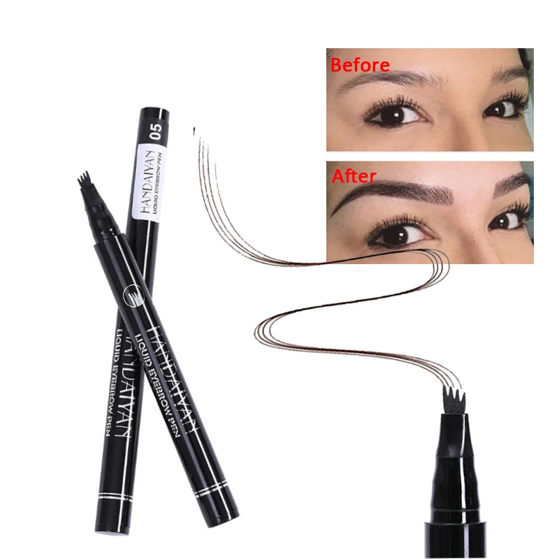 Eyebrow Pencil Liquid 4 heads Microblading Tattoo Black Brown Makeup Waterproof Natural Professional Make Up Eyes Brow Tint Pen | Красота и