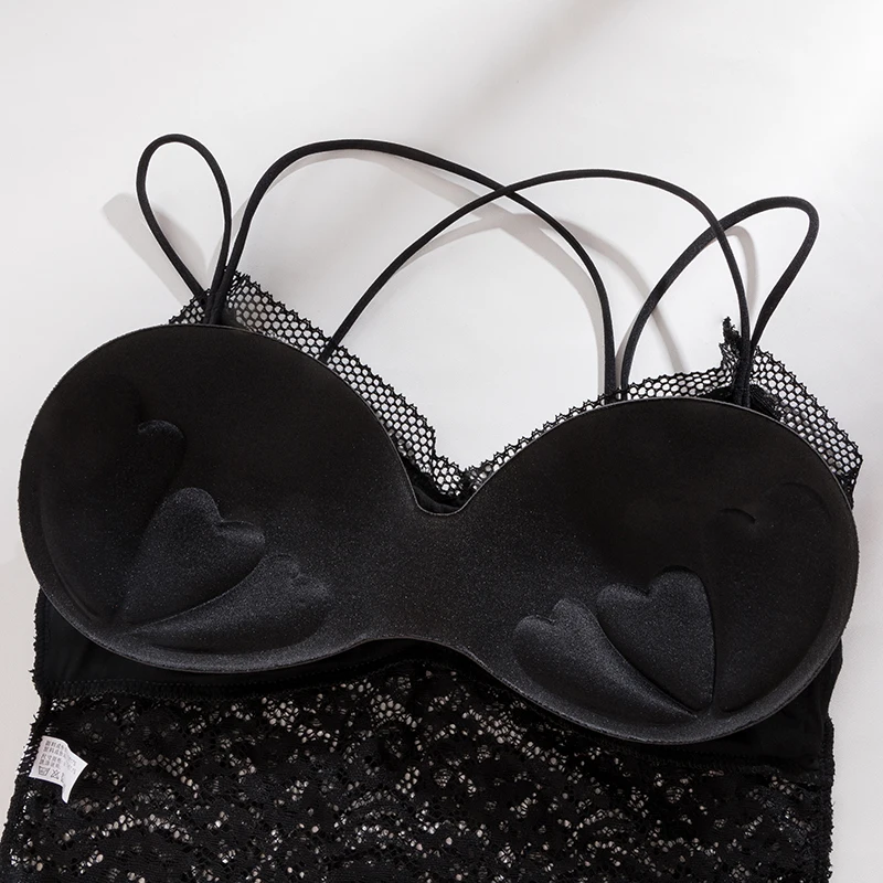 Женский укороченный топ на бретельках модный Кружевной Бюстгальтер-бандо без