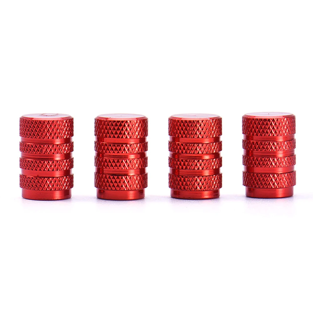 

4Pcs Red Aluminium Alloy Car Truck Bike Wheel Tire Tyre Valve Stems Air Dust Screw Cover Caps Set Car Decoration Accessories