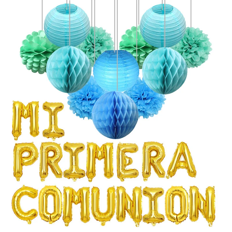 1 Набор золотистого и серебряного цвета Mi Primera Comunion воздушные шары круглый