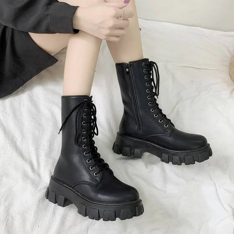 

Высокие и тонкие полуботинки Martin с круглым носком женские осенне-зимние универсальные полуботинки из плюша 2021 детская обувь с высоким берц...