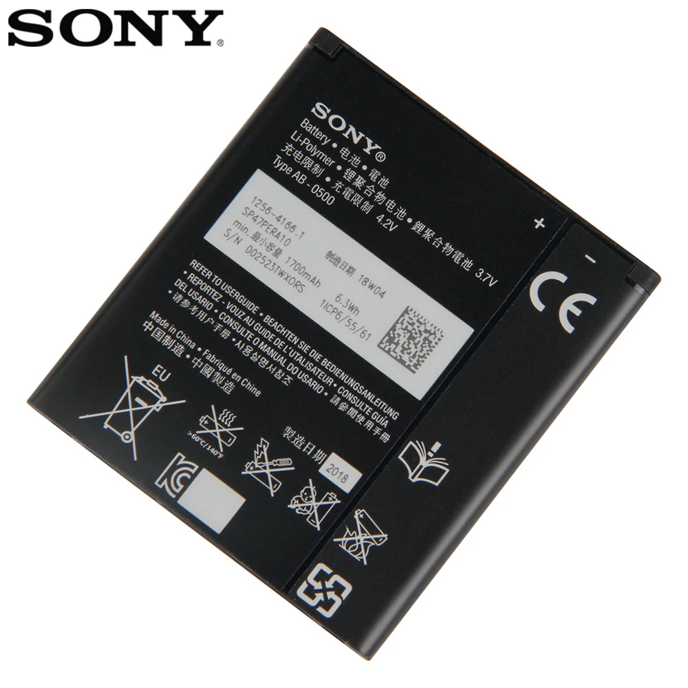Оригинальный аккумулятор Sony для SONY Xperia E1 GX TX LT29i SO 04D S36H ST26I C1904 C2105 BA900 1700mAh запасная