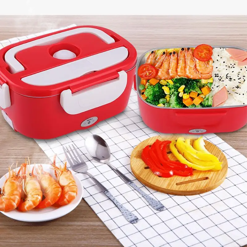 

1.05L Electric Lunch Box 12-24V 110V 220V/Car Truck Plug Food-Grade Food Container Food Warmer For 4 Buckles Dinnerware Sets