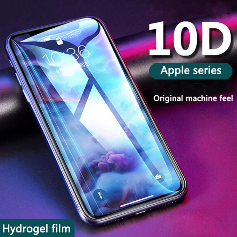 1 шт. 10D Гидрогелевая Защитная пленка для экрана Xs Max/Xr/Xs/X/6 6S 7 8 Plus|Защитные стёкла и
