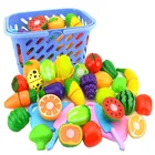 23 шт.компл., пластиковая игрушка для нарезки фруктов и овощей с корзиной, кухня, притворяться, играть, раннего моделирования, развивающие игрушки