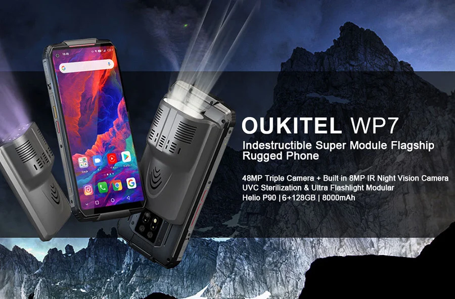 

GLOBAL Version OUKITEL WP7 6.53"FHD+ 19.5:9 6GB 128GB Android 9.0 Smartphone MT6779 Octa Core 9V/2A 8000mAh 48MP Cameras NFC