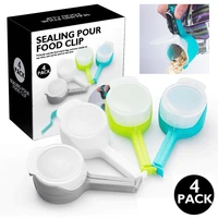 4 pcs plastic bag sealer seal pour food storage bag clip food sealing clip effect clamp kitchen tools