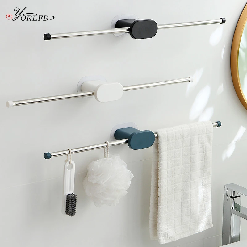 

OYOREFD Wall Mounted Stainless Steel Towel Holder Towel Rack Bathroom Kitchen Towel Hanging Hanger Bathroom Organizer Shelf