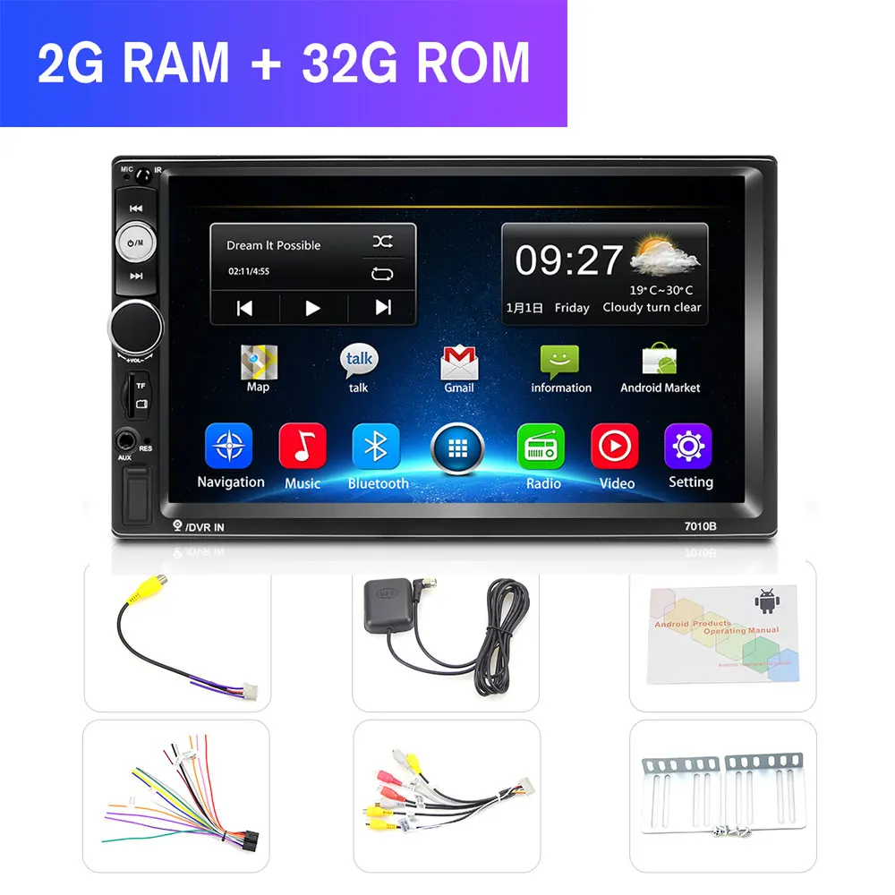 Podofo 2din Автомагнитола Android gps Navi WiFi " автомобильный мультимедийный плеер стерео для VW TOYOTA GOLF Nissan hyundai CR-V Авторадио