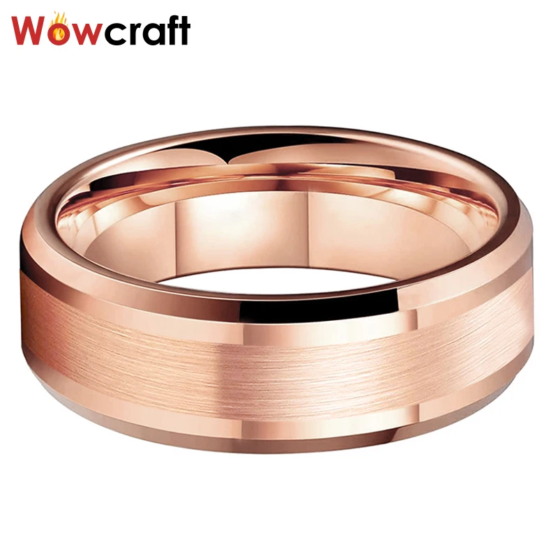 Обручальные кольца из твердого вольфрама для женщин и мужчин 6 мм 8 розовое золото