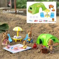 forest family dollhouse furniture tent toys figures for girls bunny toy for girls 112 miniature house pretend play hobbies gift
