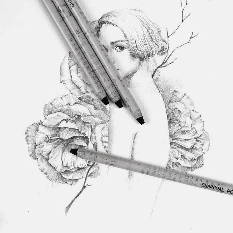 12 шт. черные Углеродные карандаши для рисования 6811|Угольные эскизов| |