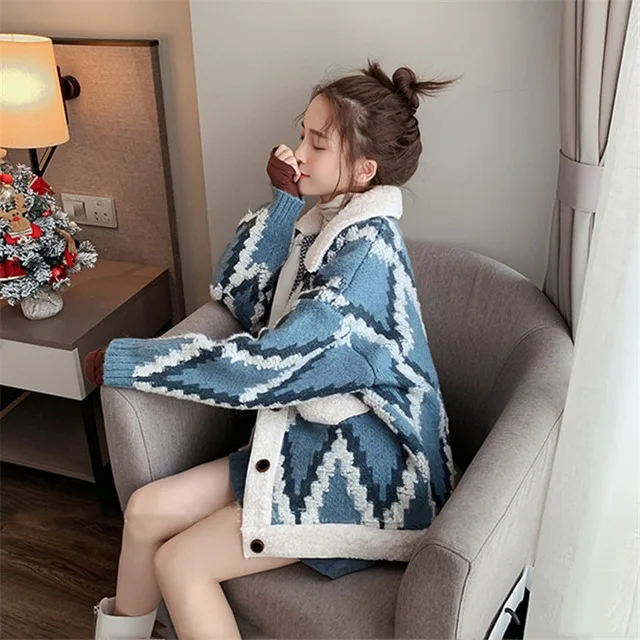 

Luck A Winter Coat Women Parkas Print Turn-down Collar Single Breasted Woolen Coats Female Winter Jackets Warm Thick Outwears