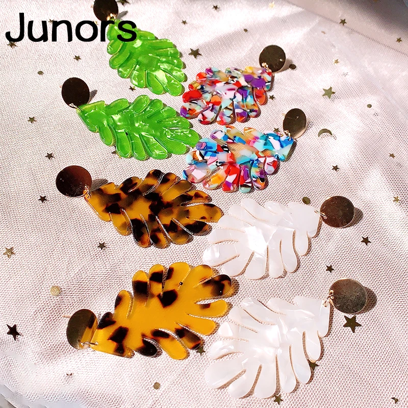 Винтажные богемные большие акриловые серьги в виде листьев для женщин