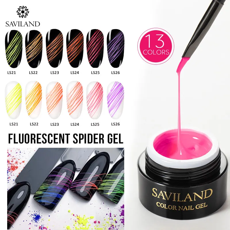 SAVILAND неоновые флуоресцентные гель паук гибридный УФ лак 2 в 1 изменение цвета под
