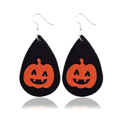 Новинка 2020 светящиеся кожаные серьги на Хэллоуин с принтом черепа и головы Тыква