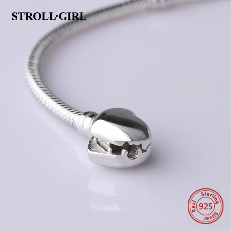 Strollgirl люкс 100% стерлингового серебра 925 пробы змея цепи DIY Pandora Шарм Аутентичные