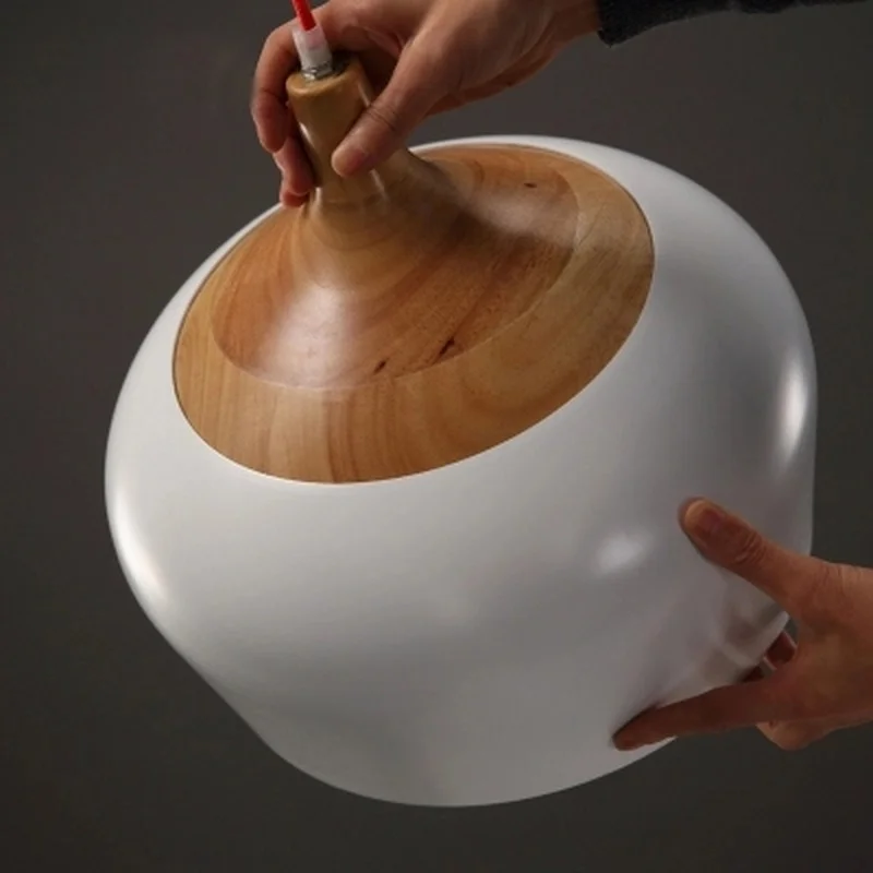 Современный подвесной светильник из дуба лампа E27 деревянный патрон белый черный