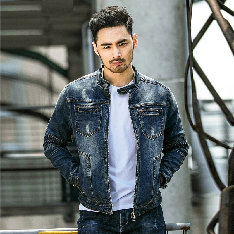 Куртка мужская джинсовая эластичная в европейском стиле верхняя одежда