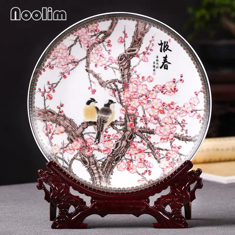 Керамическая подвесная тарелка Jingdezhen китайская декоративная с ручной росписью