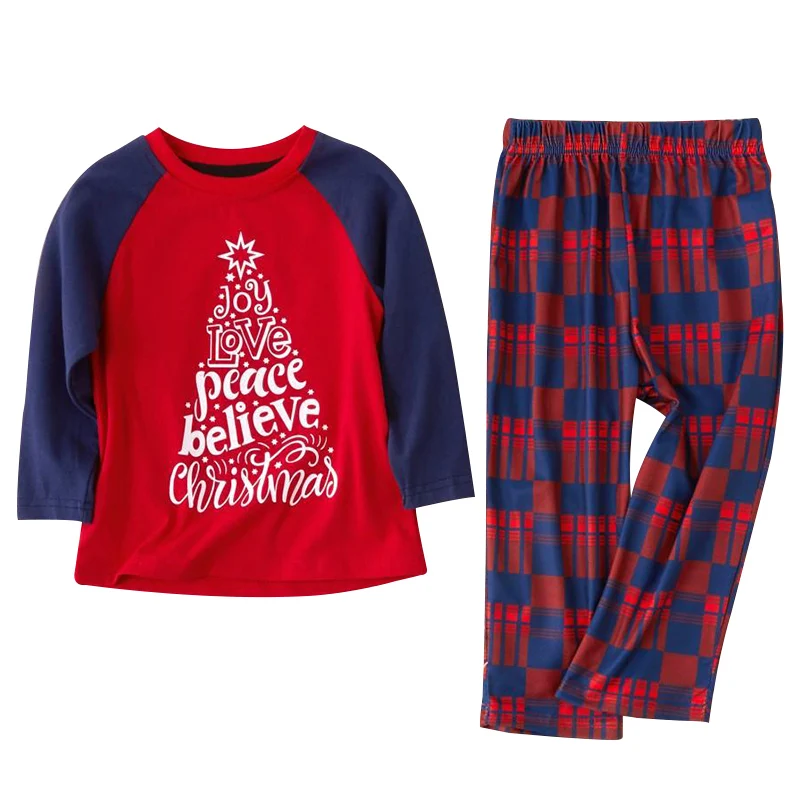 

2pcs Family Matching Clothes For Christmas Pajamas Set Printed Letters Long Sleeve Xmas Sleepwear YH-17