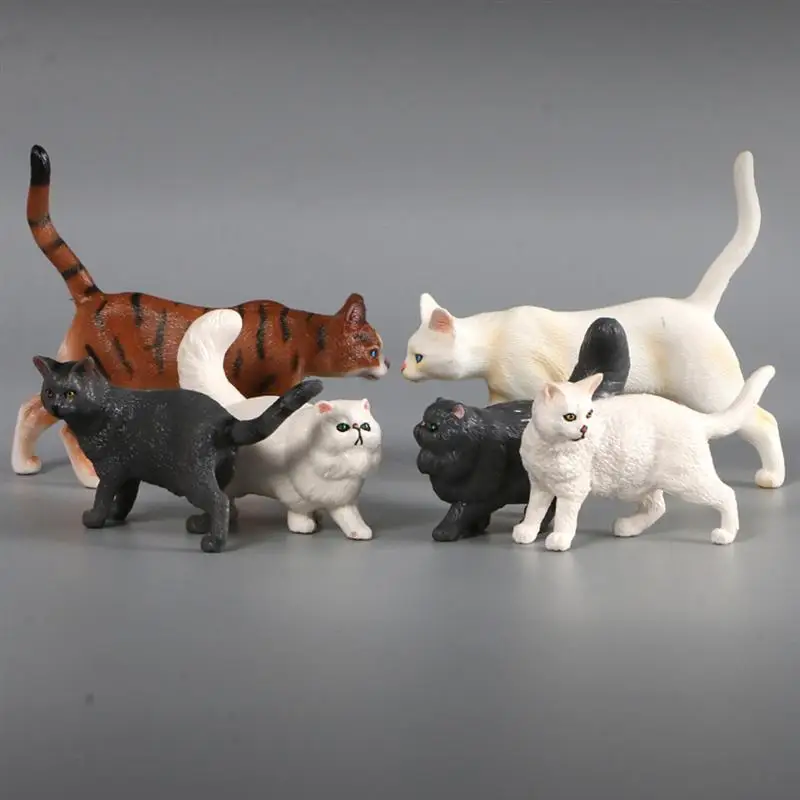 Animal Modelo de gato estatuilla adorno ornamento de la casa de decoraci&oacute;n casa adorno para paisaje casero (blanco)-5